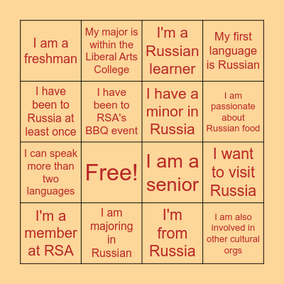 RSA Bingo Card Bingo Card