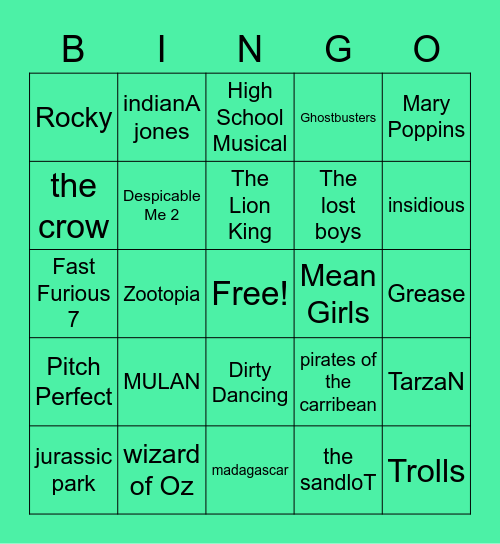 MOVIES Bingo Card