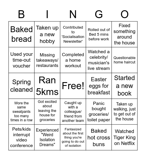 Working-From-Home Bingo Card