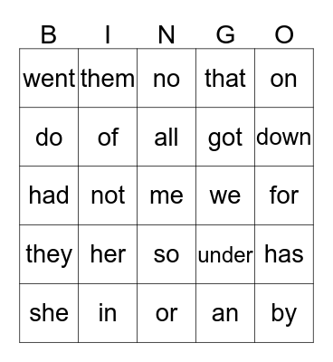 Term 2 Sight Words Bingo Card