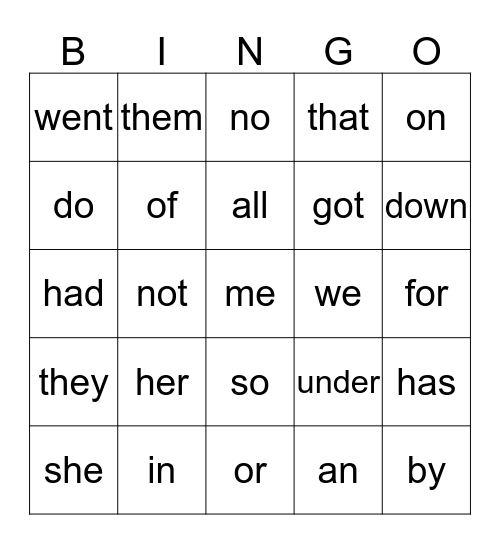 Term 2 Sight Words Bingo Card