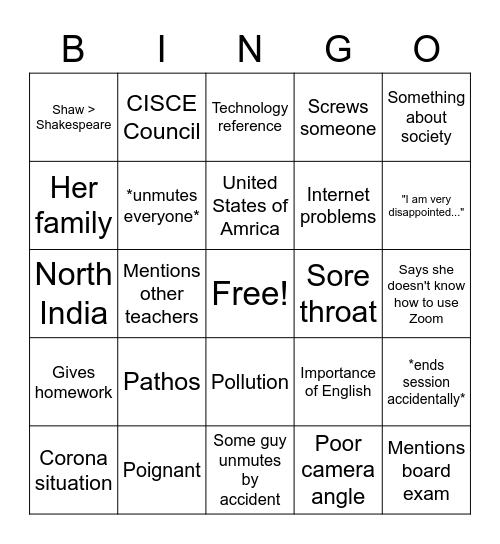 Jayashree Bingo Card