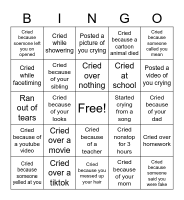 Sad peeps Bingo Card
