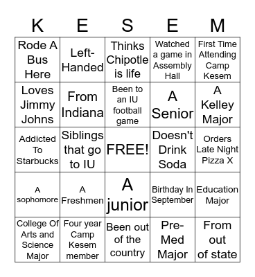 Get To Know You Bingo  Bingo Card