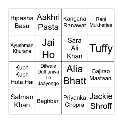 Movie Bingo Card