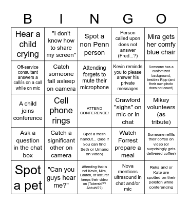 Conference Bingo Card