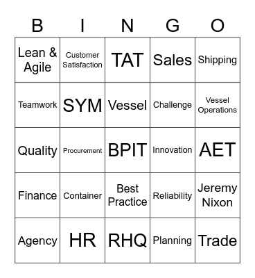 ONE Bingo! Bingo Card