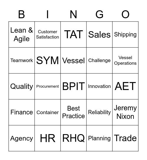 ONE Bingo! Bingo Card