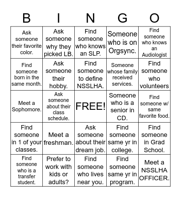 Breaking the Ice  Bingo Card