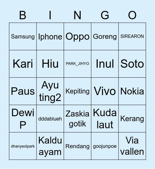dhanyeolpark Bingo Card