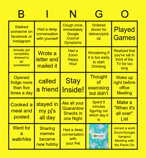Stay At Home Bingo Card