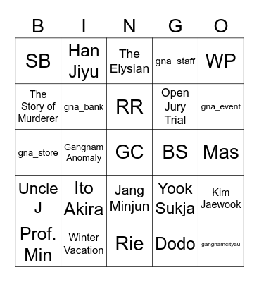 Yoo Haerin's Bingo Card