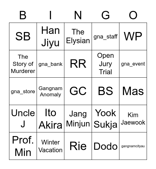 Yoo Haerin's Bingo Card