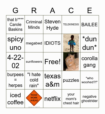 Grace's 18th Birthday Bingo Card