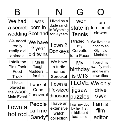 Palisade Wine Mixer  Bingo Card