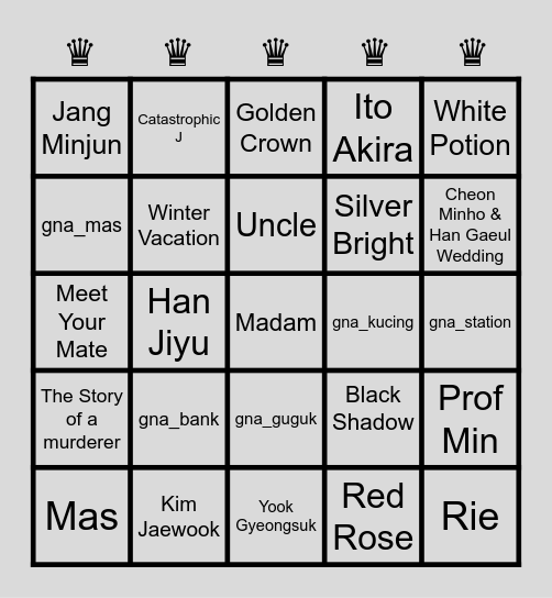 PARK SUNWOO. Bingo Card