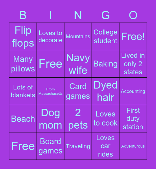 Kayla Bingo Card
