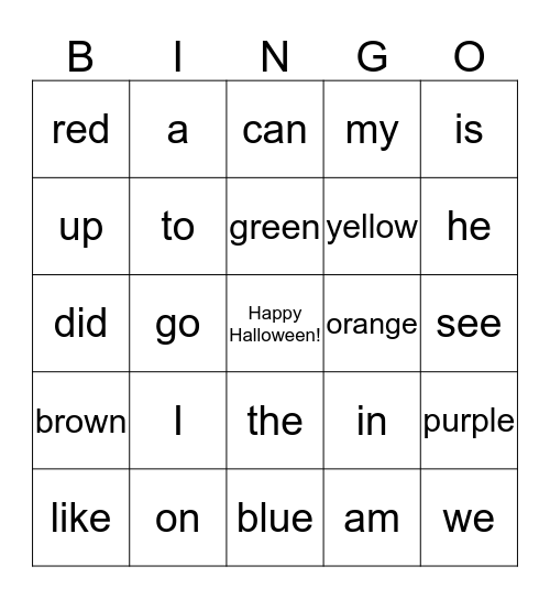 Mrs. Becker's Halloween Bingo!  Bingo Card