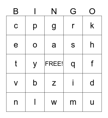 Alphabet Bingo Card