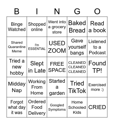 Corona Bingo Card