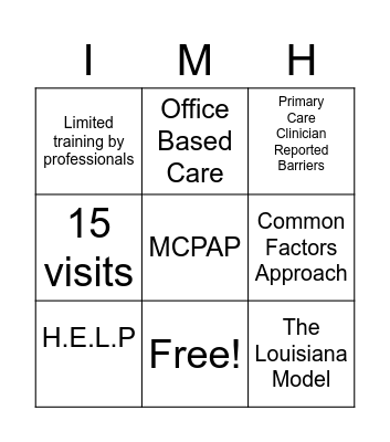 IMH in Primary Care Bingo Card