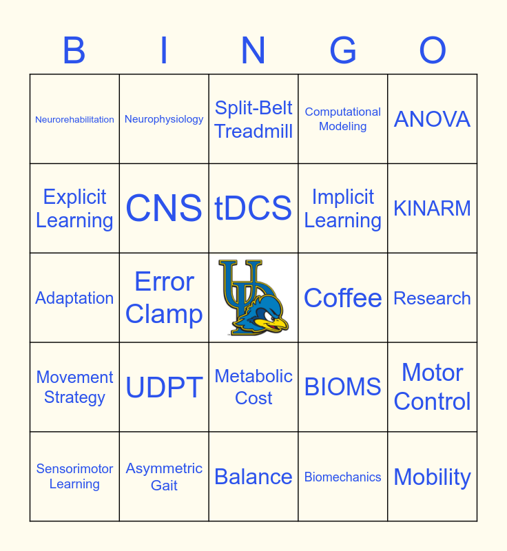 Motor Control Group Bingo! Bingo Card