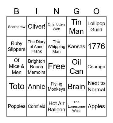 Wizard of Oz Bingo Card