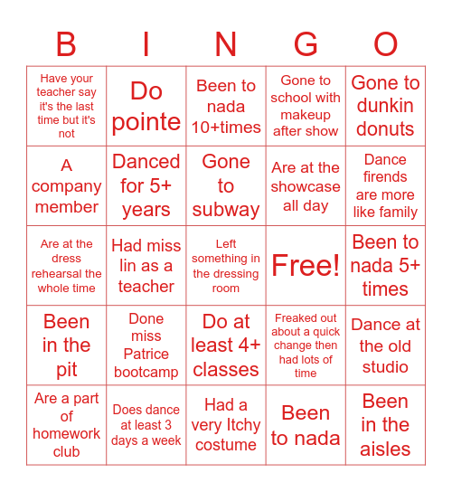 Grossi Bingo Card