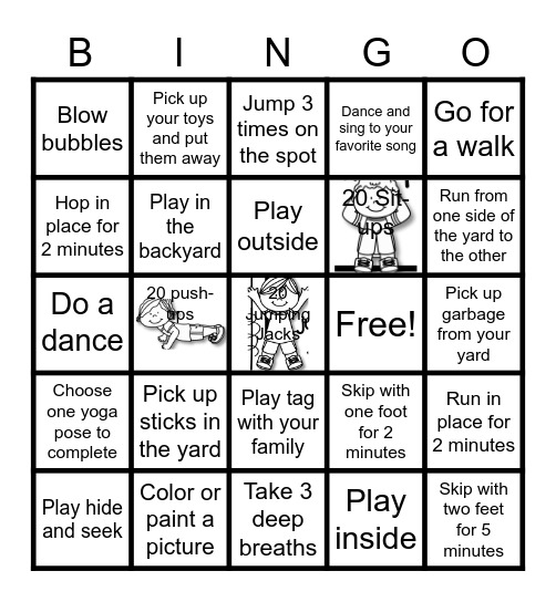 Physical Education Bingo Card