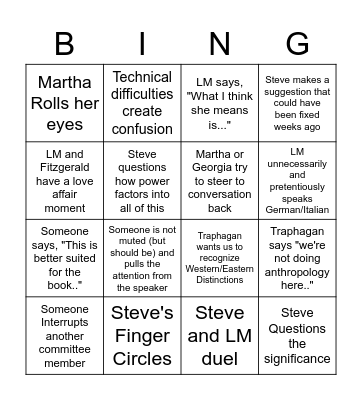Jaimie's Defense Bingo Card