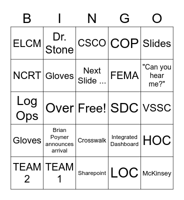 MSPO COVID-19 Bingo Card