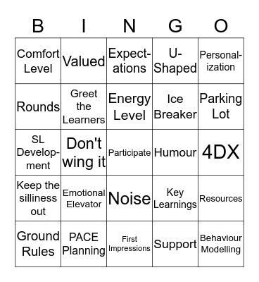 Getting Started! Bingo Card