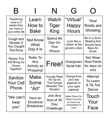 AY Quarantingo Bingo Card