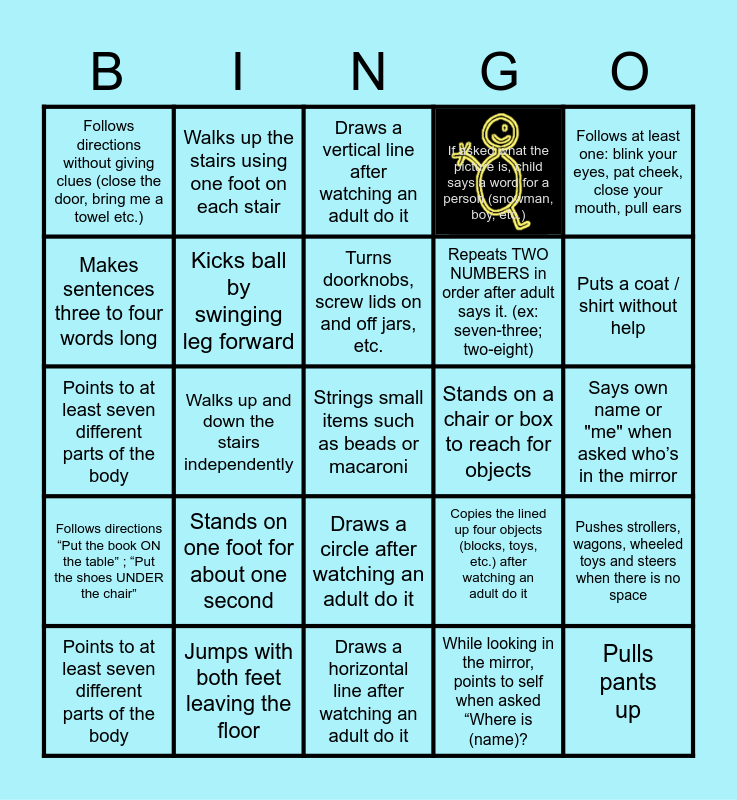 I CAN DO THIS! (A Developmental Milestone Checklist) Bingo Card