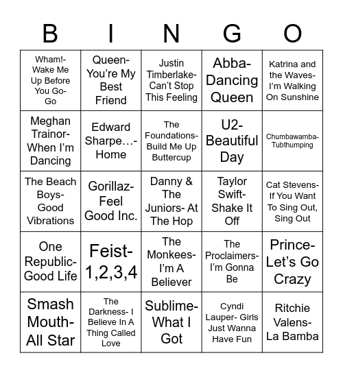 Total-Quiz.com Presents Radio Bingo: Let's Stay Positive! Bingo Card