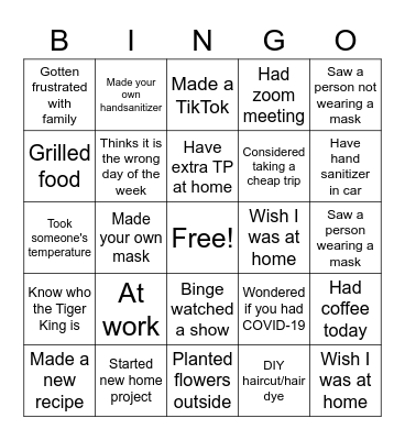 Burgess/COVID-19 Bingo Card