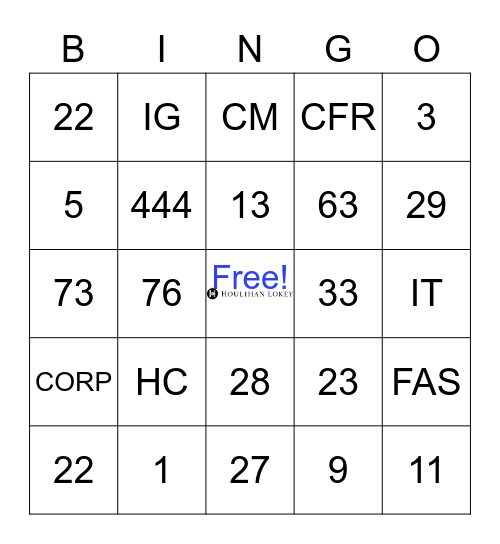 Houlihan Lokey Bingo Card