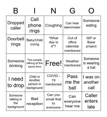 KeyBank Conference Call Bingo Card