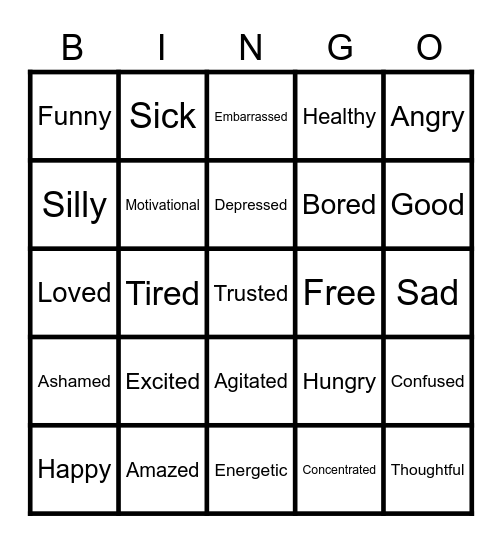 Feelings Bingo Card