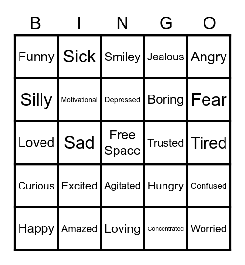 Feelings Bingo Card