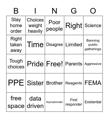 Whitmer Bingo Card