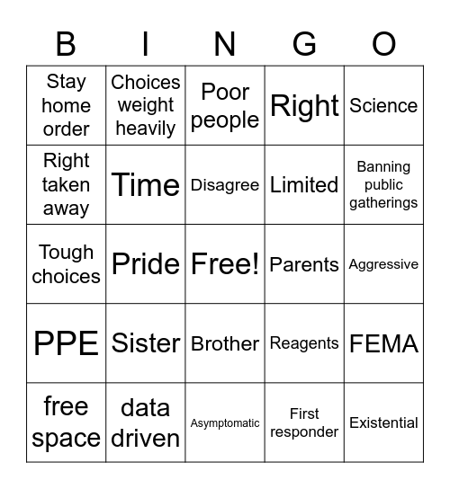 Whitmer Bingo Card