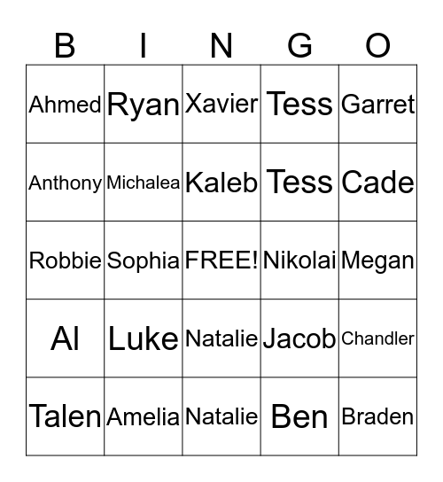 iLab Bingo Card