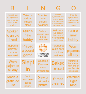 Quarantine Bingo Card