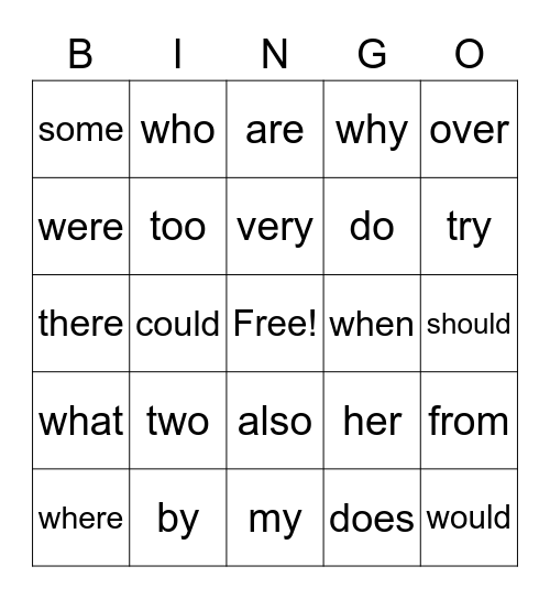Fundations L1/Units 5,6,7,8 Trick Words Bingo Card