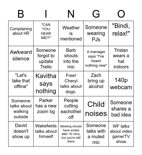 OLC Meeting Bingo Card