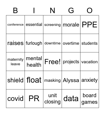 Coping with COVID Bingo Card