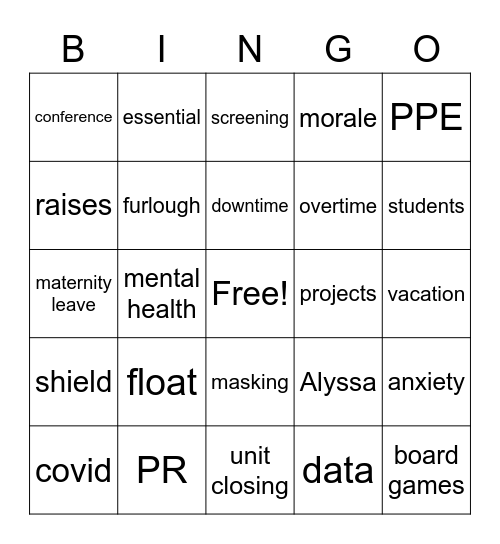 Coping with COVID Bingo Card