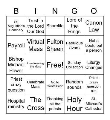 Cardinal Virtual Meeting Bingo Card