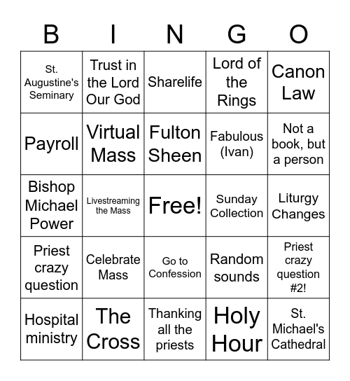 Cardinal Virtual Meeting Bingo Card